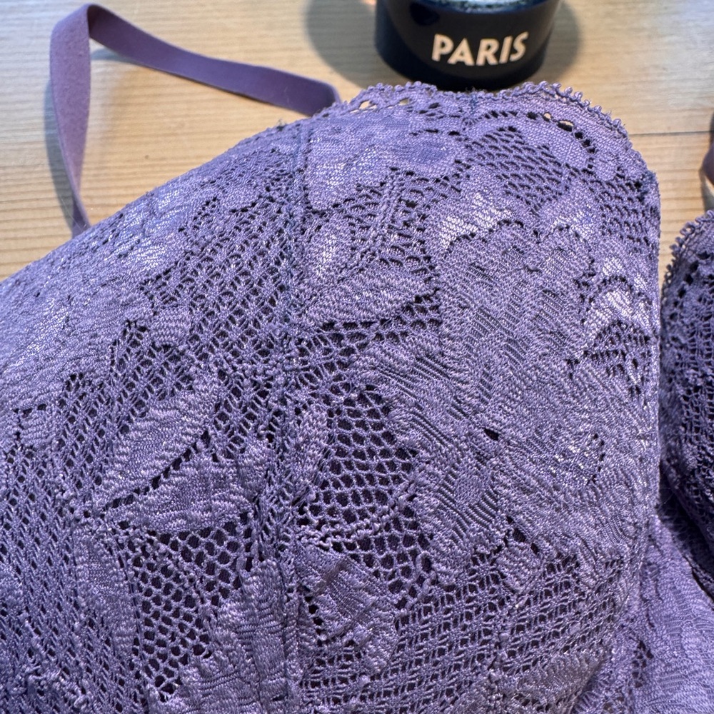 Cosabella Bra Pushie Pushup Lace Underwire  36C Purple Women EUC